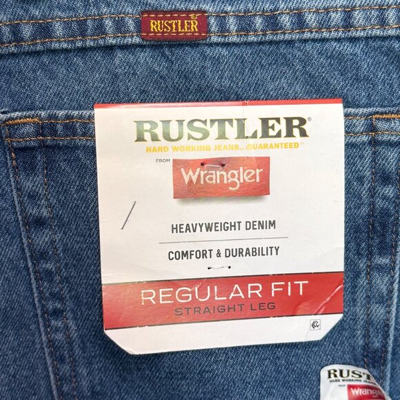 Rustler Wrangler Heavyweight Blue Denim Straight Leg Regular Fit Mens Sz 52 x 30 - Picture 7 of 7